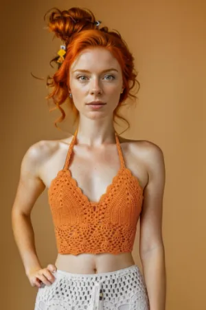 Arielle Orange Crochet Top