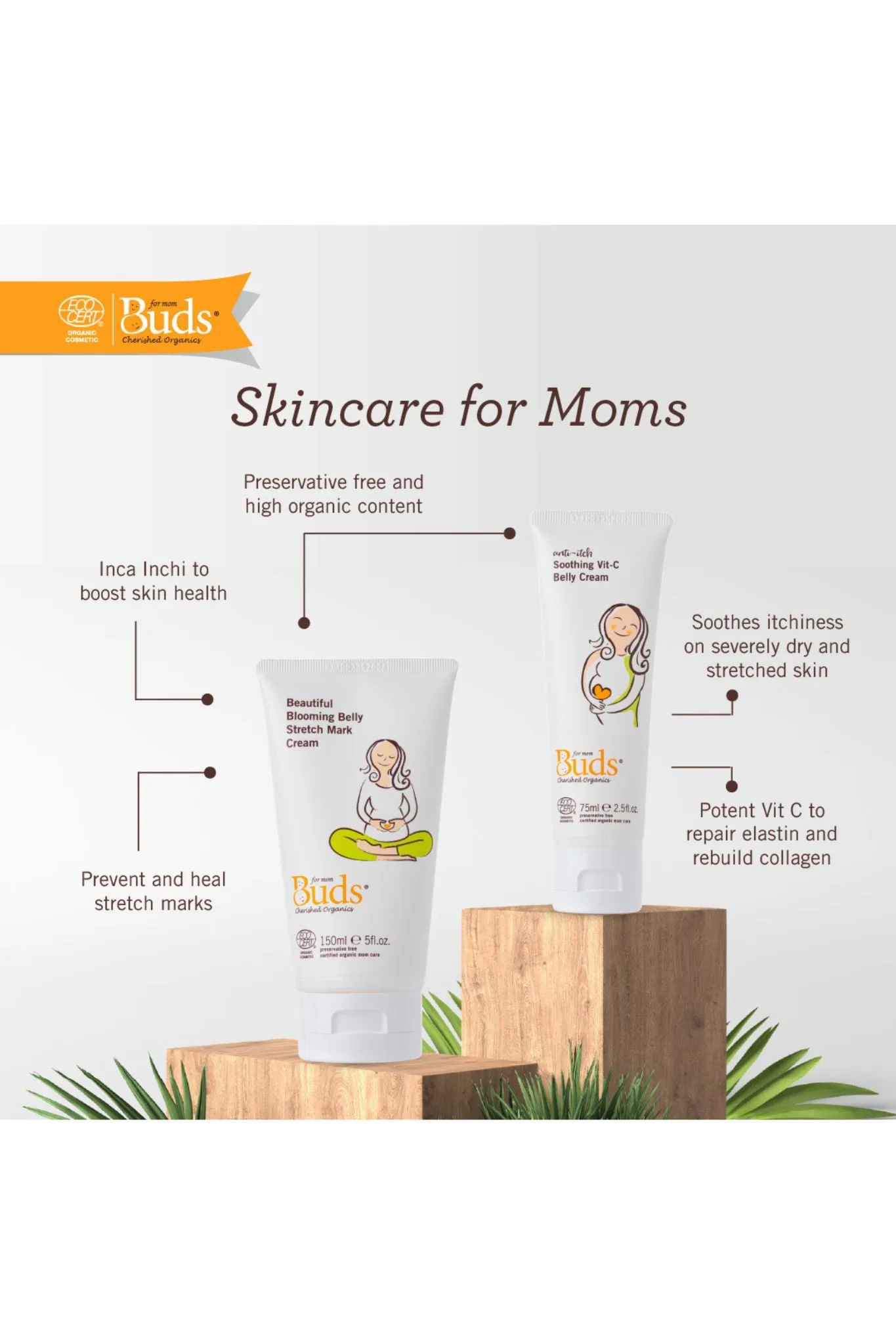 Buds Cherished Organics Beautiful Blooming Belly Stretch Mark Cream 150ml
