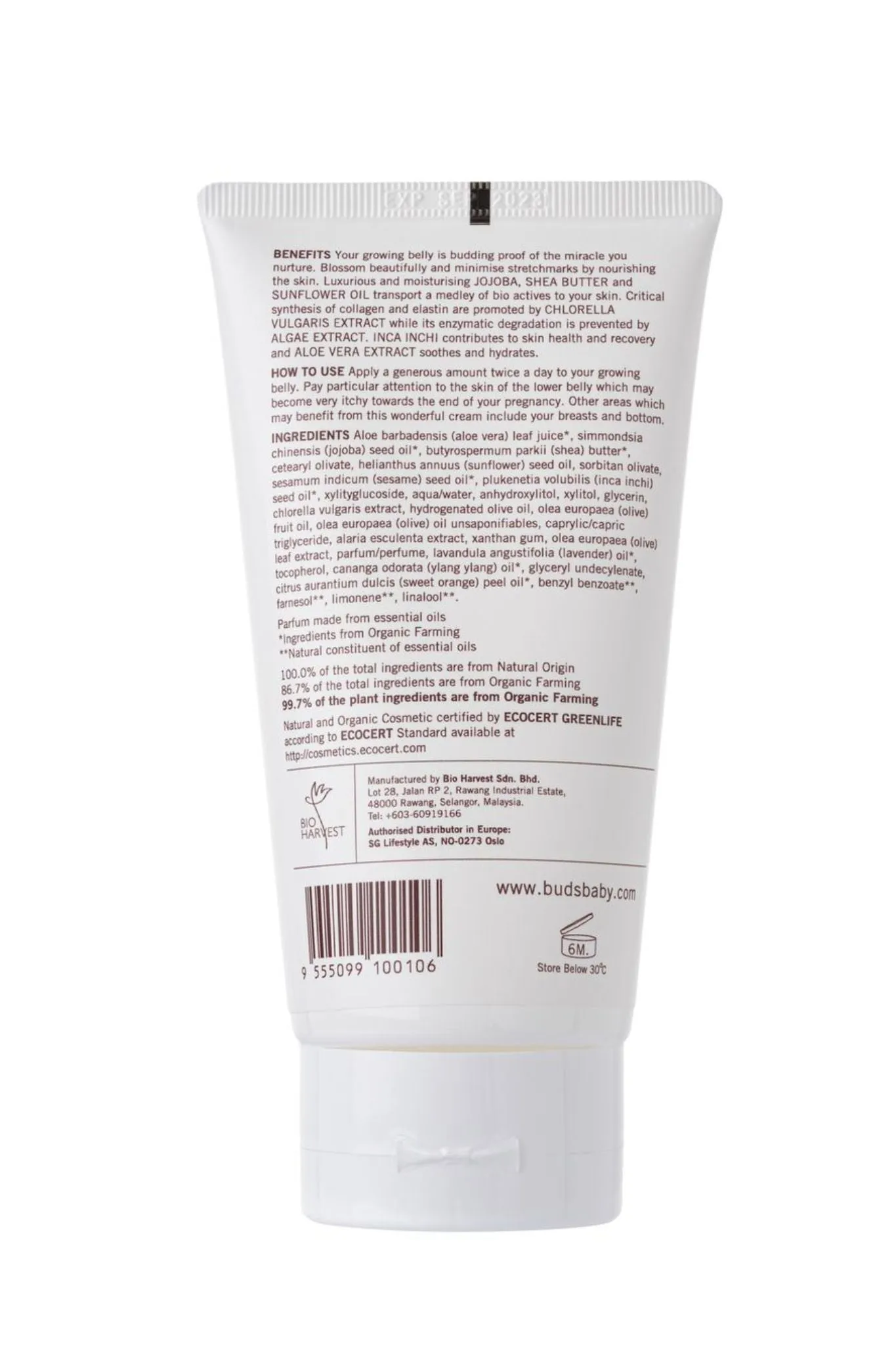 Buds Cherished Organics Beautiful Blooming Belly Stretch Mark Cream 150ml