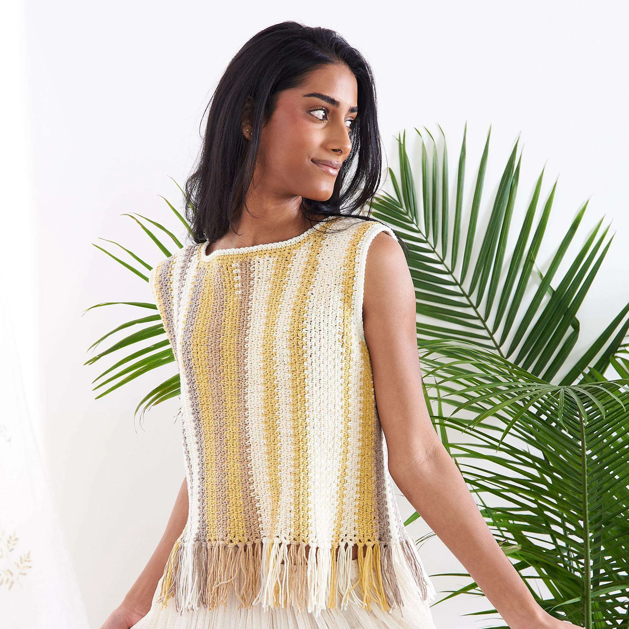 Caron Stripes And Fringe Crochet Tank