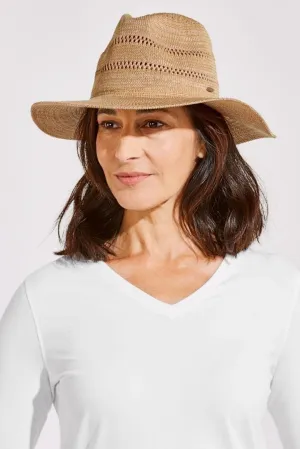 Coolibar Nikki Crochet Fedora UPF 50  - Tan