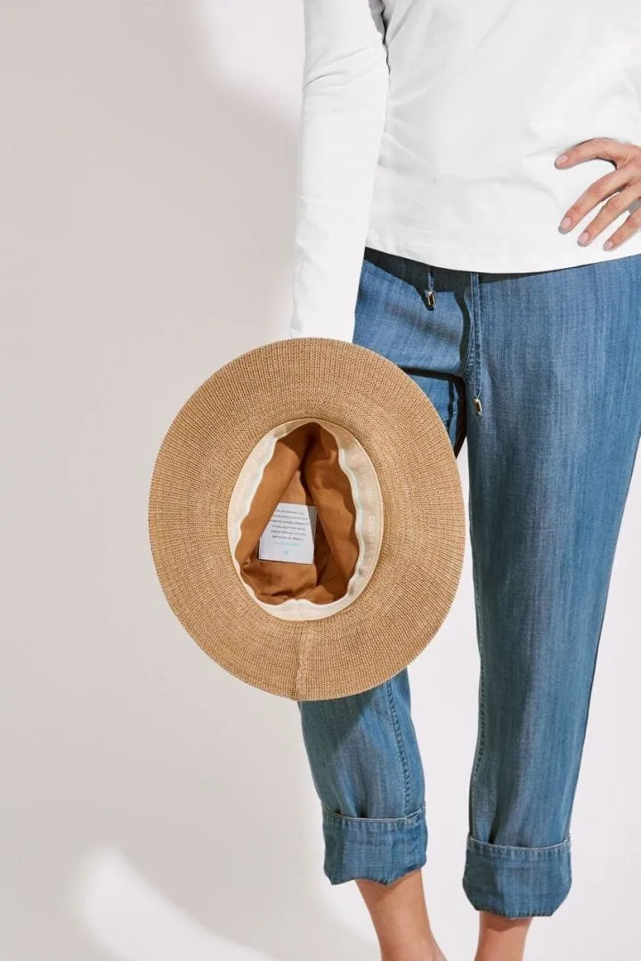 Coolibar Nikki Crochet Fedora UPF 50  - Tan