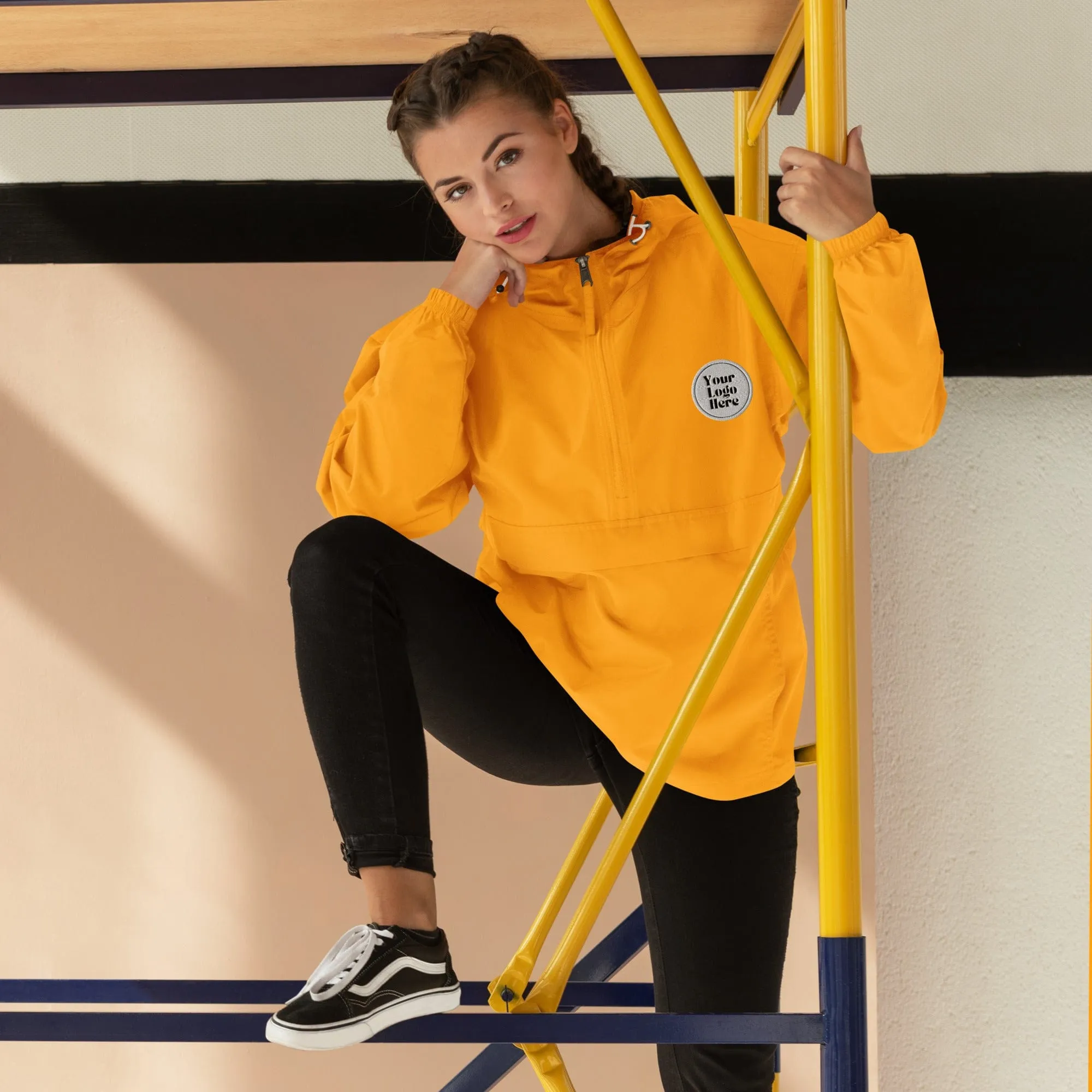 Customizable Embroidered Champion Packable Jacket,Personalized Windbreaker,Company Logo,Company Gift,Rain Jacket,Pull Over Coat