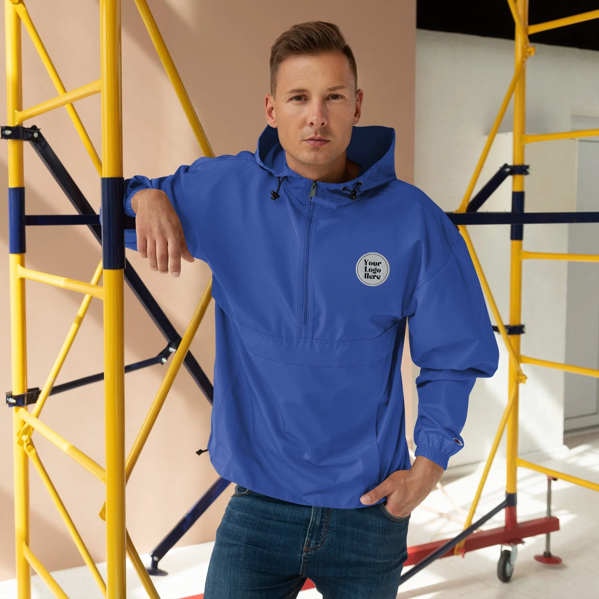 Customizable Embroidered Champion Packable Jacket,Personalized Windbreaker,Company Logo,Company Gift,Rain Jacket,Pull Over Coat
