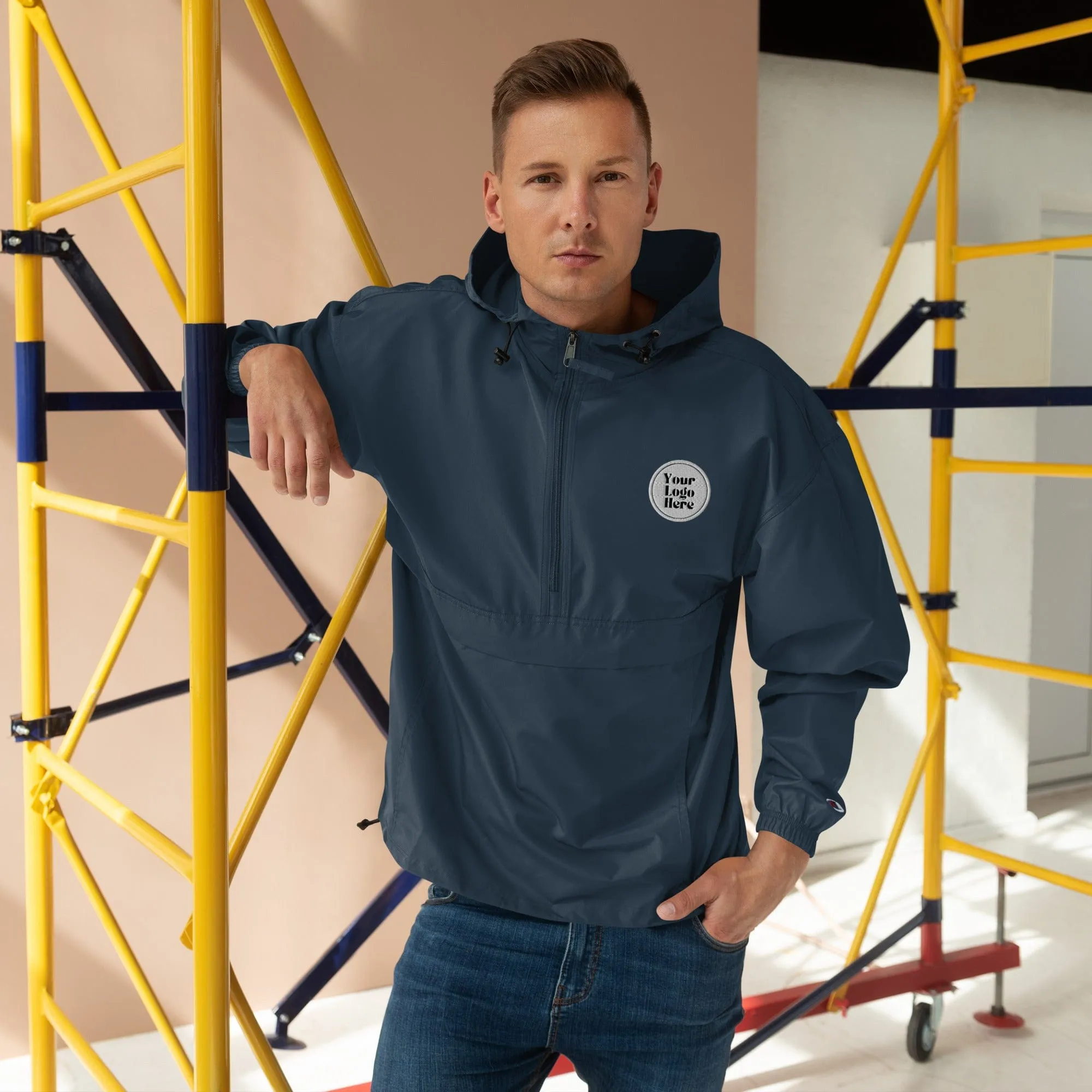 Customizable Embroidered Champion Packable Jacket,Personalized Windbreaker,Company Logo,Company Gift,Rain Jacket,Pull Over Coat