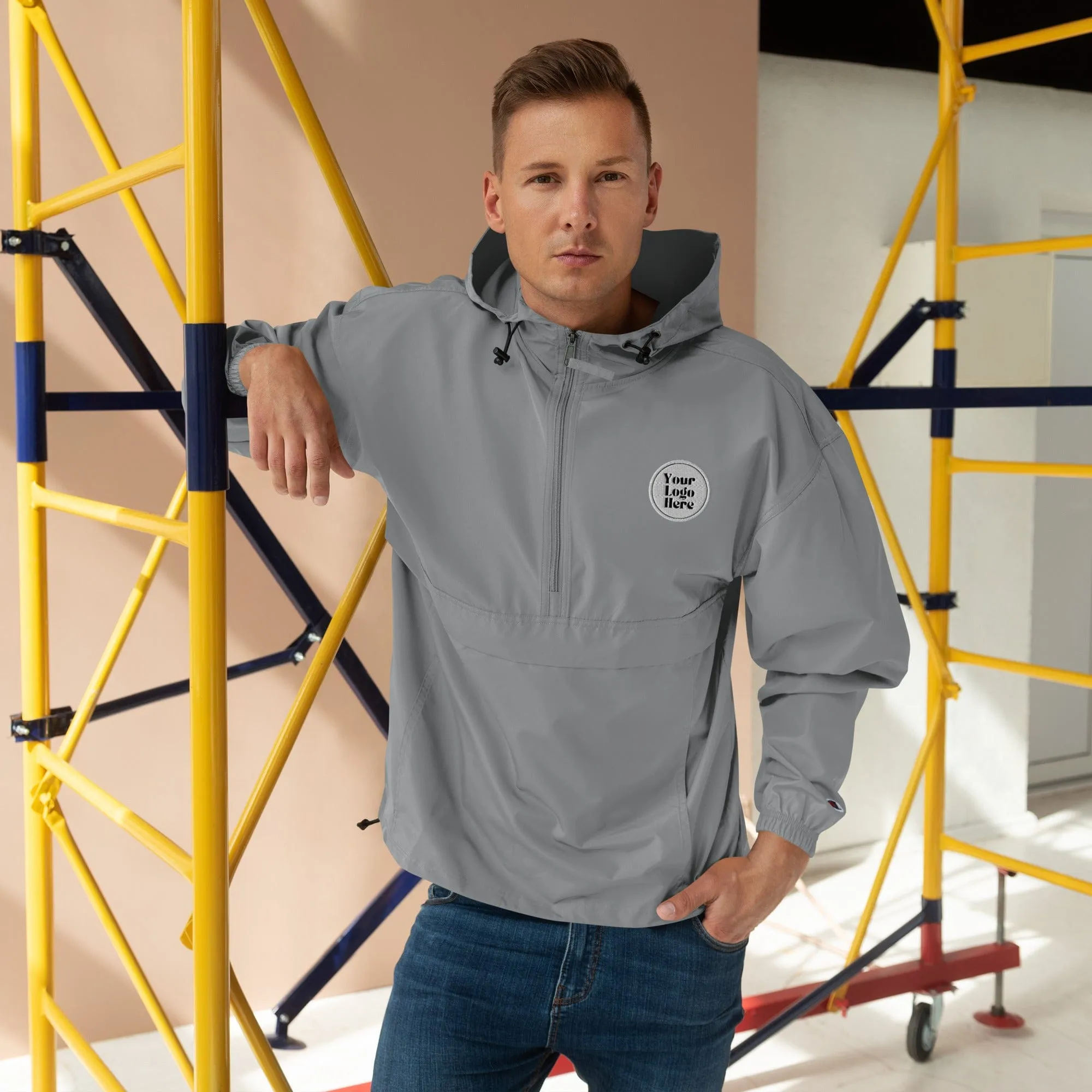 Customizable Embroidered Champion Packable Jacket,Personalized Windbreaker,Company Logo,Company Gift,Rain Jacket,Pull Over Coat
