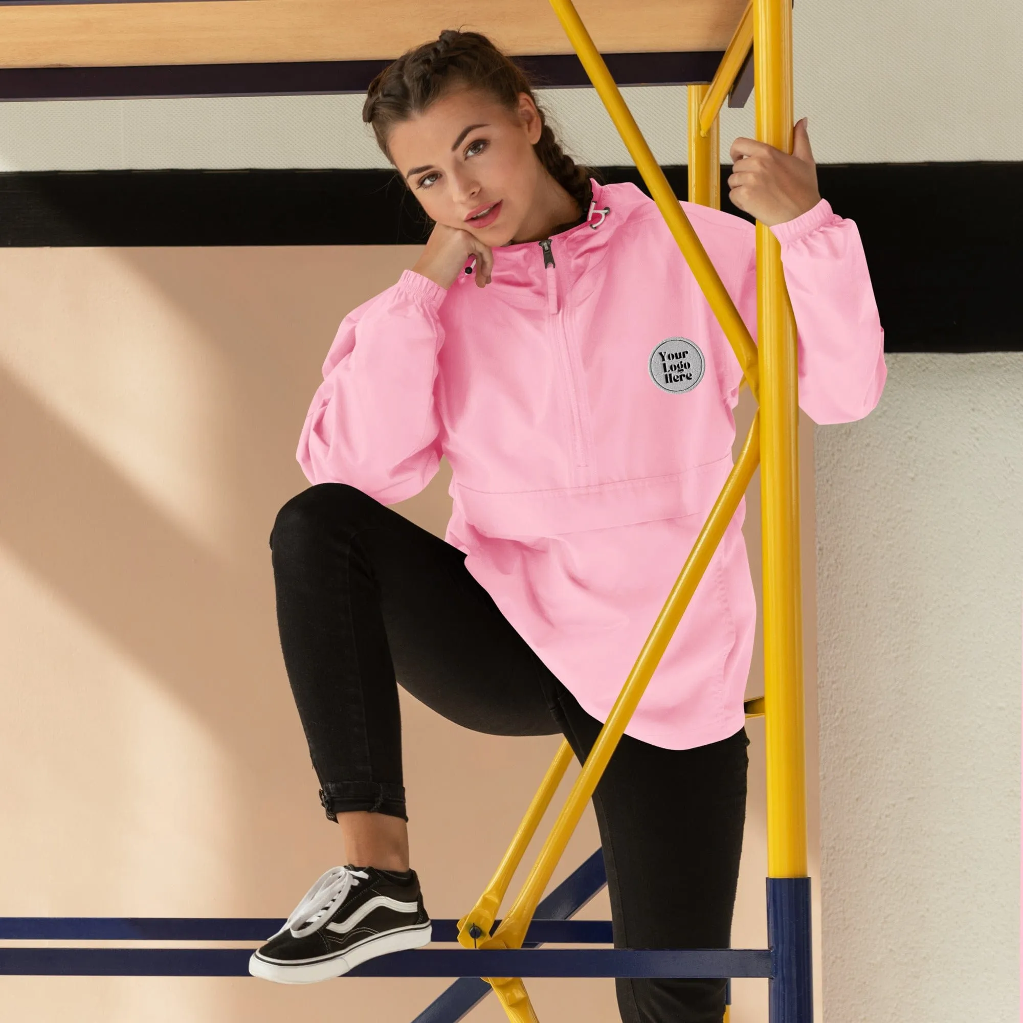 Customizable Embroidered Champion Packable Jacket,Personalized Windbreaker,Company Logo,Company Gift,Rain Jacket,Pull Over Coat
