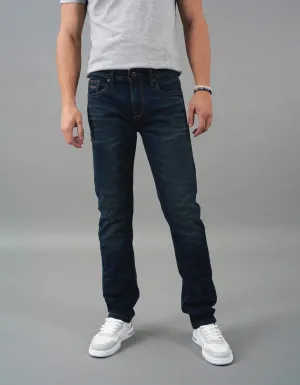 Dk Blue 5 Pocket Mid-Rise Slim Straight Fit Jeans