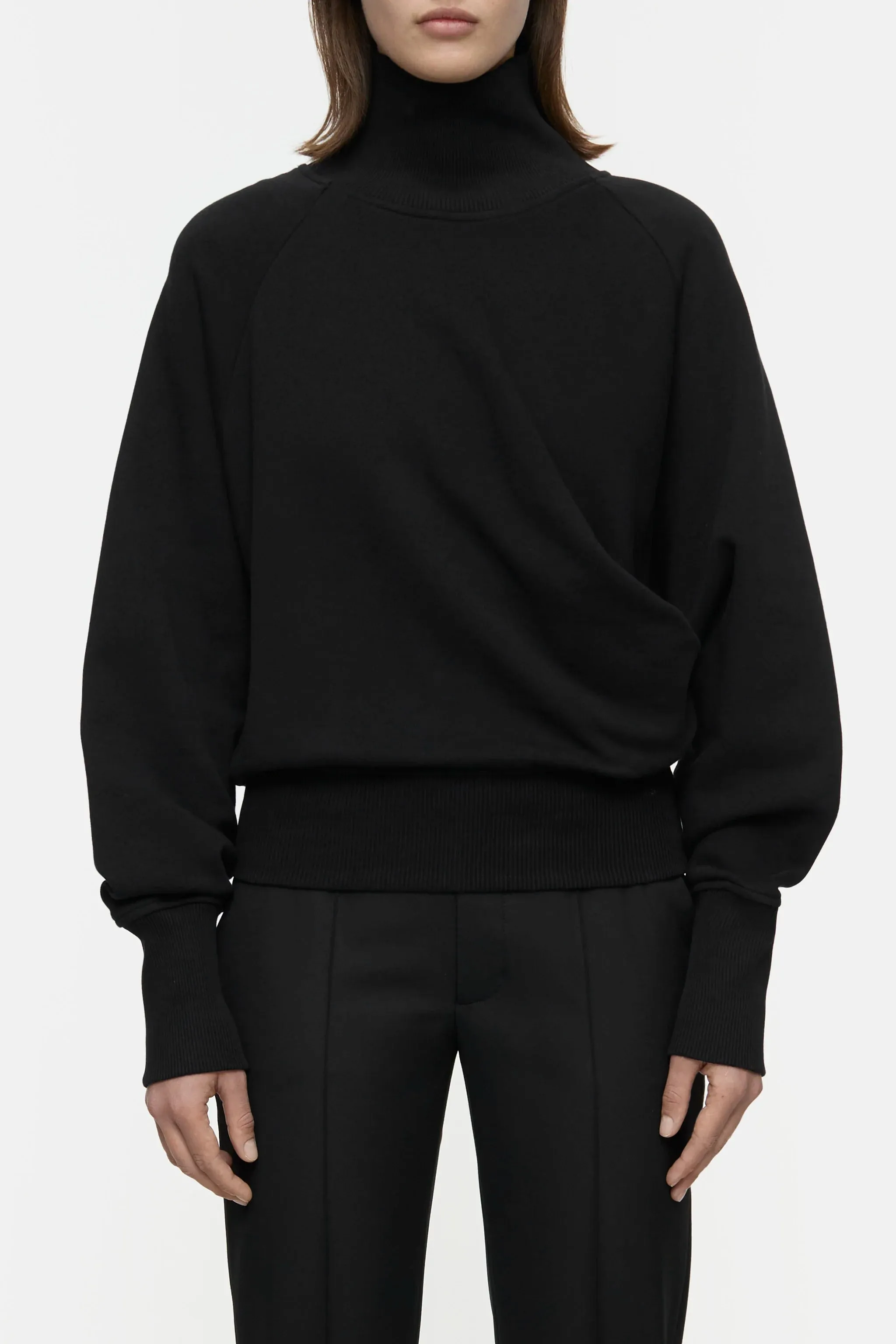 Draped Turtleneck in Black