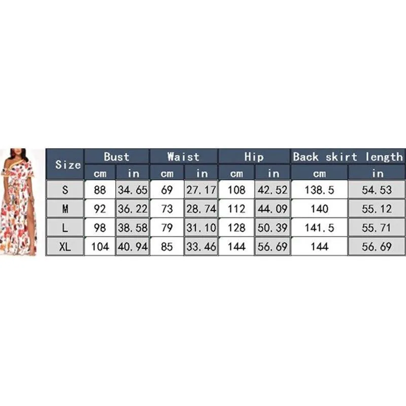 FashionSierra - Women's Boho Maxi Dress Fashion Ladies Casual One Shoulder Floral Holiday Summer Beach Evening Party Long Sundress