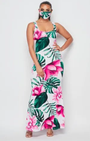 Floral Maxi with Matching Mask