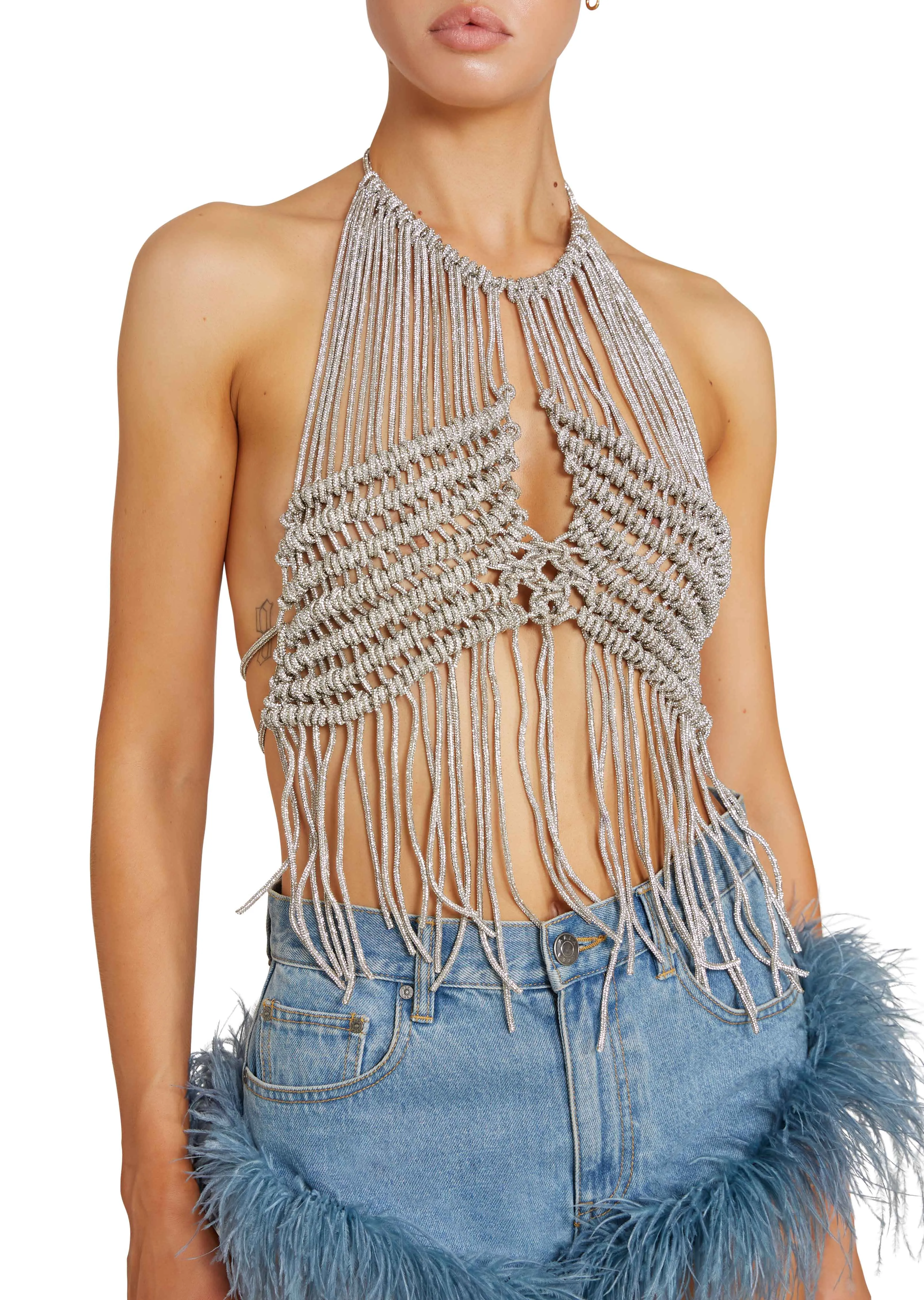 Halterneck Crochet-Chain Top