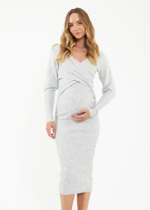 Heidi Nursing Knit Dress: Snow Marle