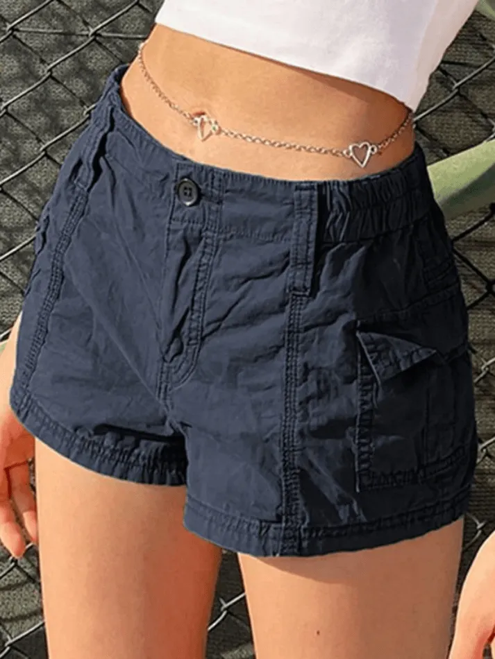 Joskaa Vintage Low Rise Asymmetric Cargo Shorts