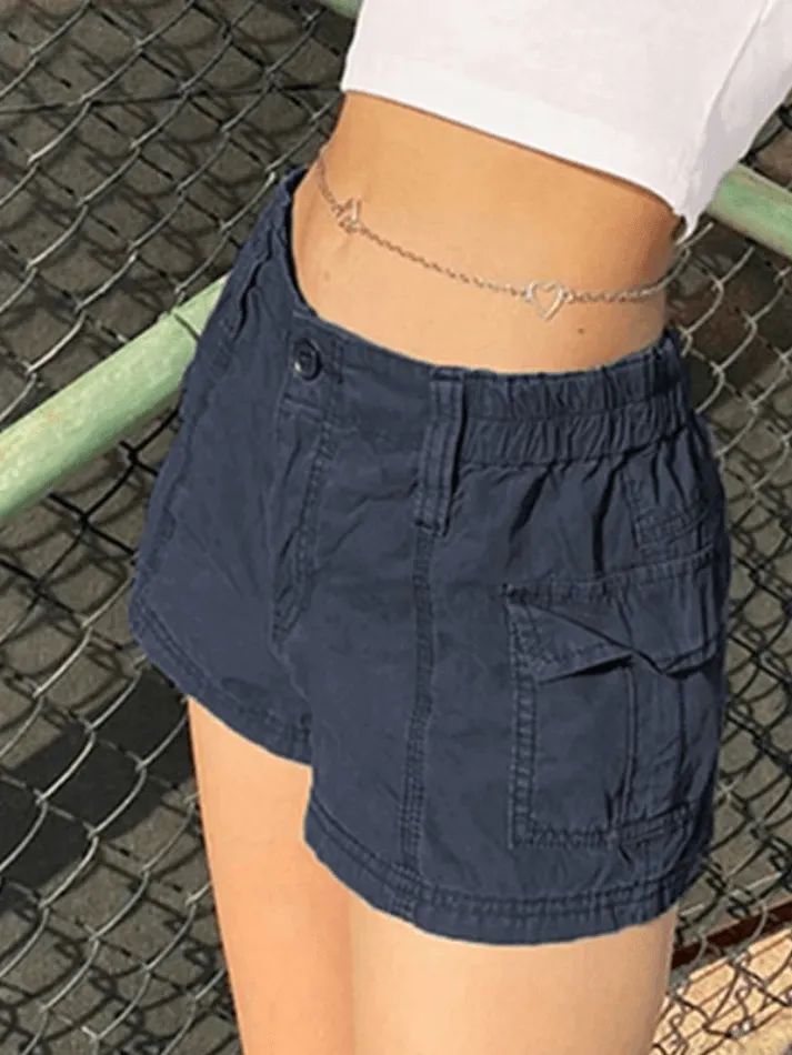 Joskaa Vintage Low Rise Asymmetric Cargo Shorts
