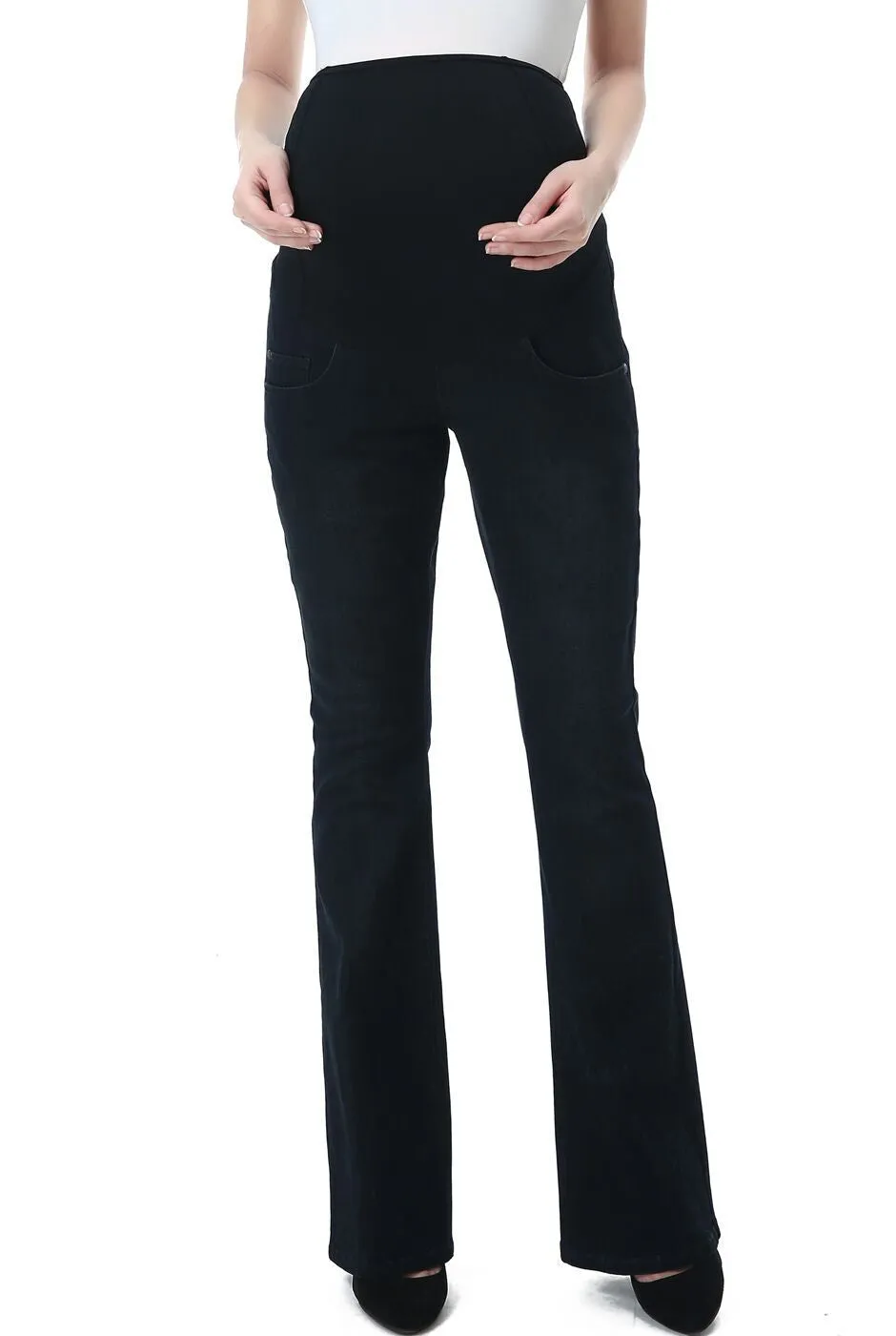 Kimi   Kai Maternity "Dixie" Flare Leg Denim Jeans