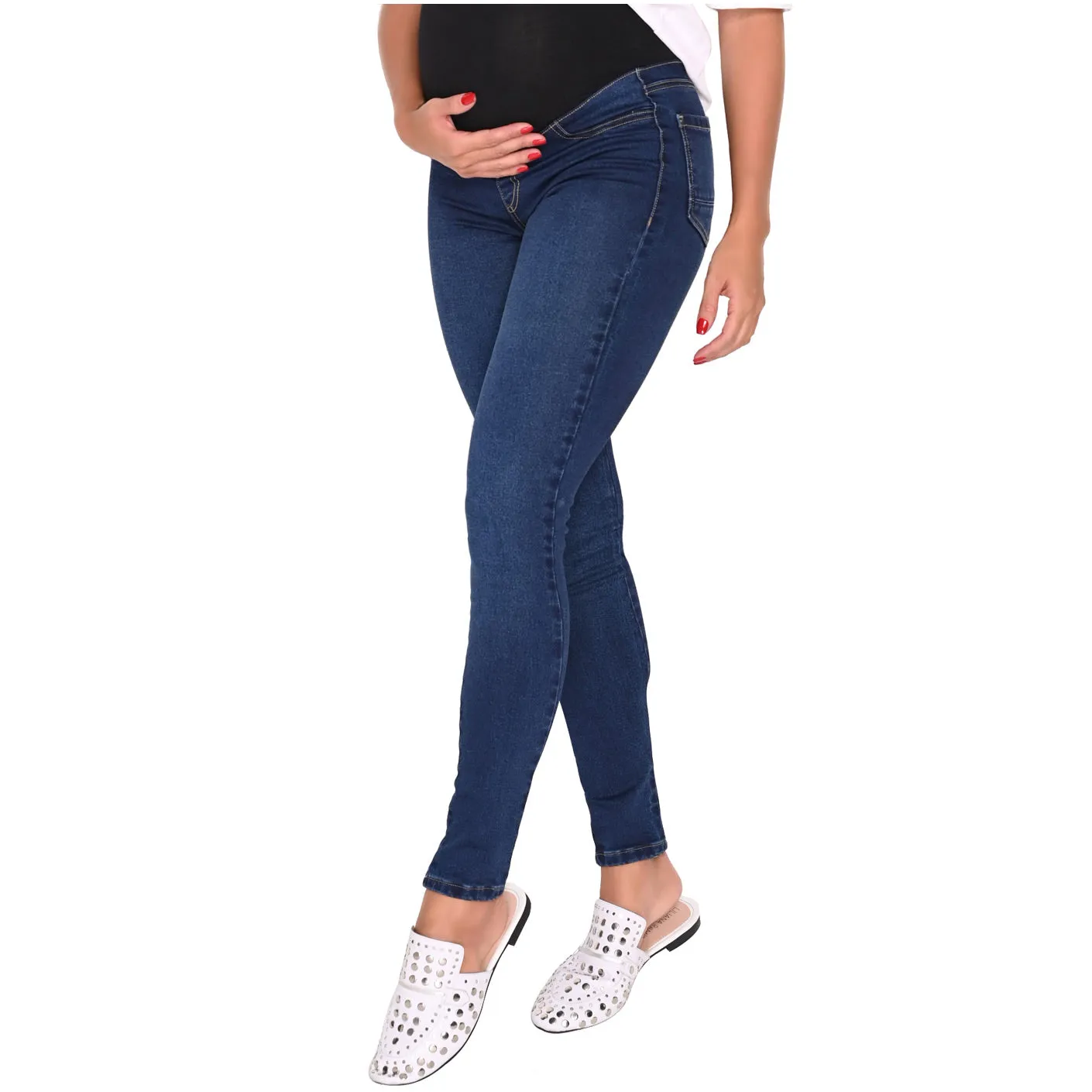 Lowla M219898 | Women Maternity Skinny Jeans with Belly Panel