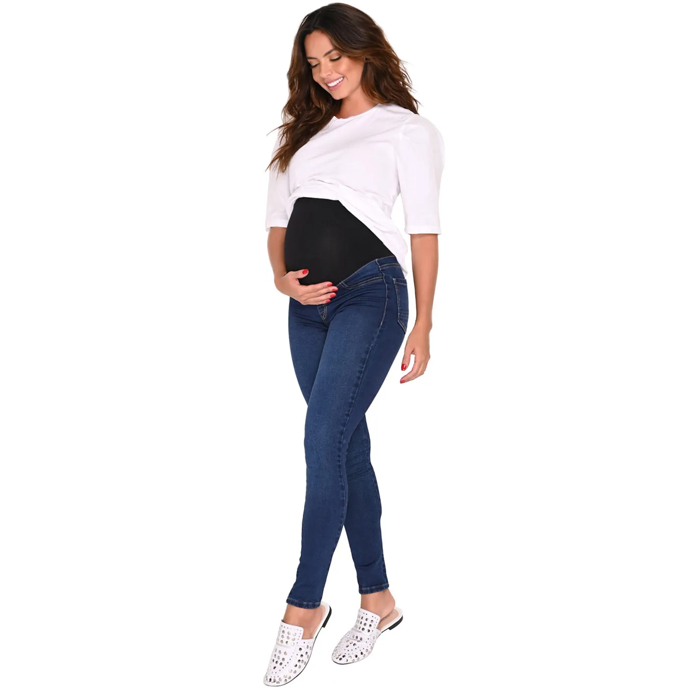 Lowla M219898 | Women Maternity Skinny Jeans with Belly Panel