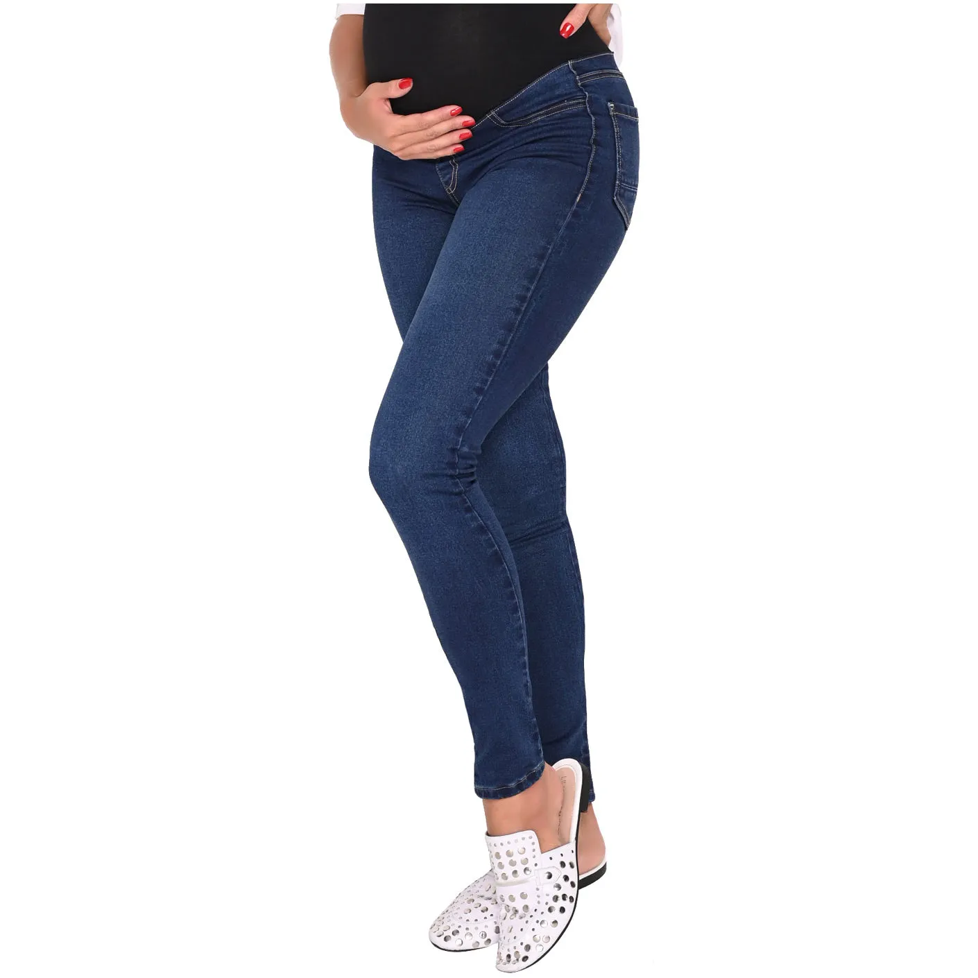 Lowla M219898 | Women Maternity Skinny Jeans with Belly Panel