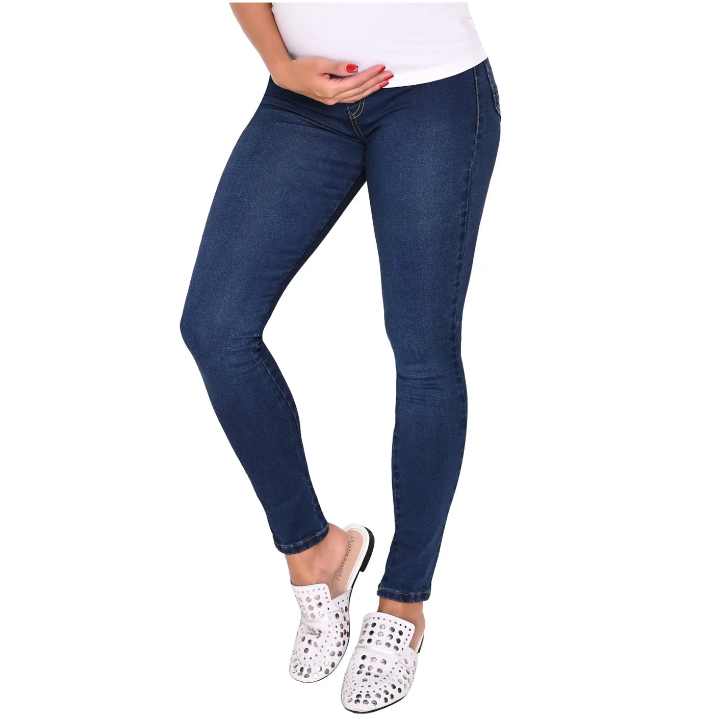 Lowla M219898 | Women Maternity Skinny Jeans with Belly Panel
