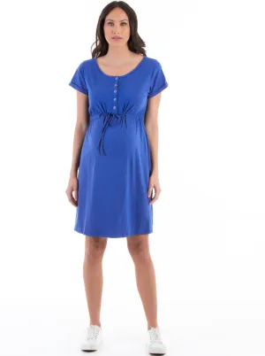 Maternity & Nursing Drawstring Dress in Blue, Black or Khaki