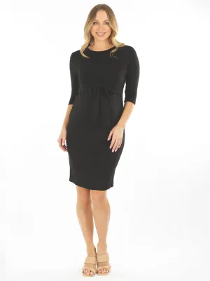 Maternity and Nursing Tie Knot Dress - Black