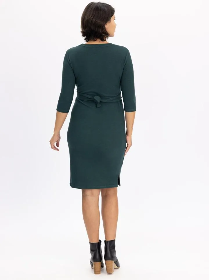 Maternity and Nursing Tie Knot Dress - Forest Green