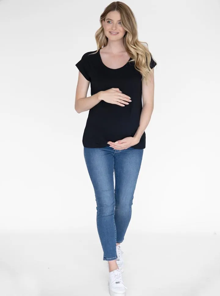 Over the Bump Skinny Fit Maternity Denim Jeans in Mid Blue #F-10