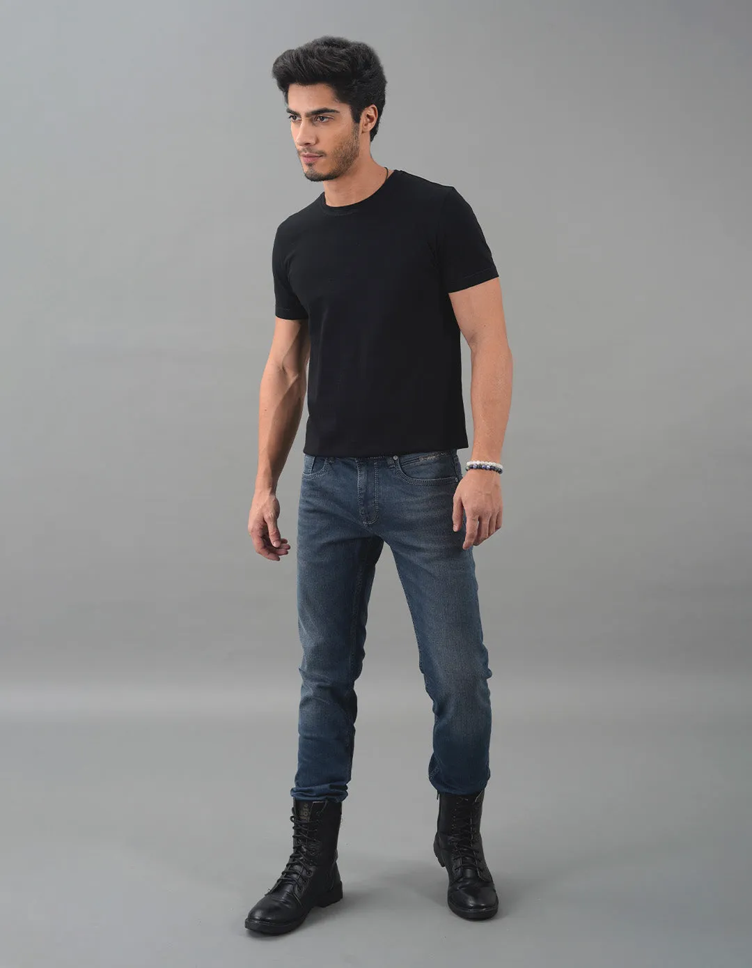 Petrol 5 Pocket Mid-Rise Slim Straight Fit Jeans
