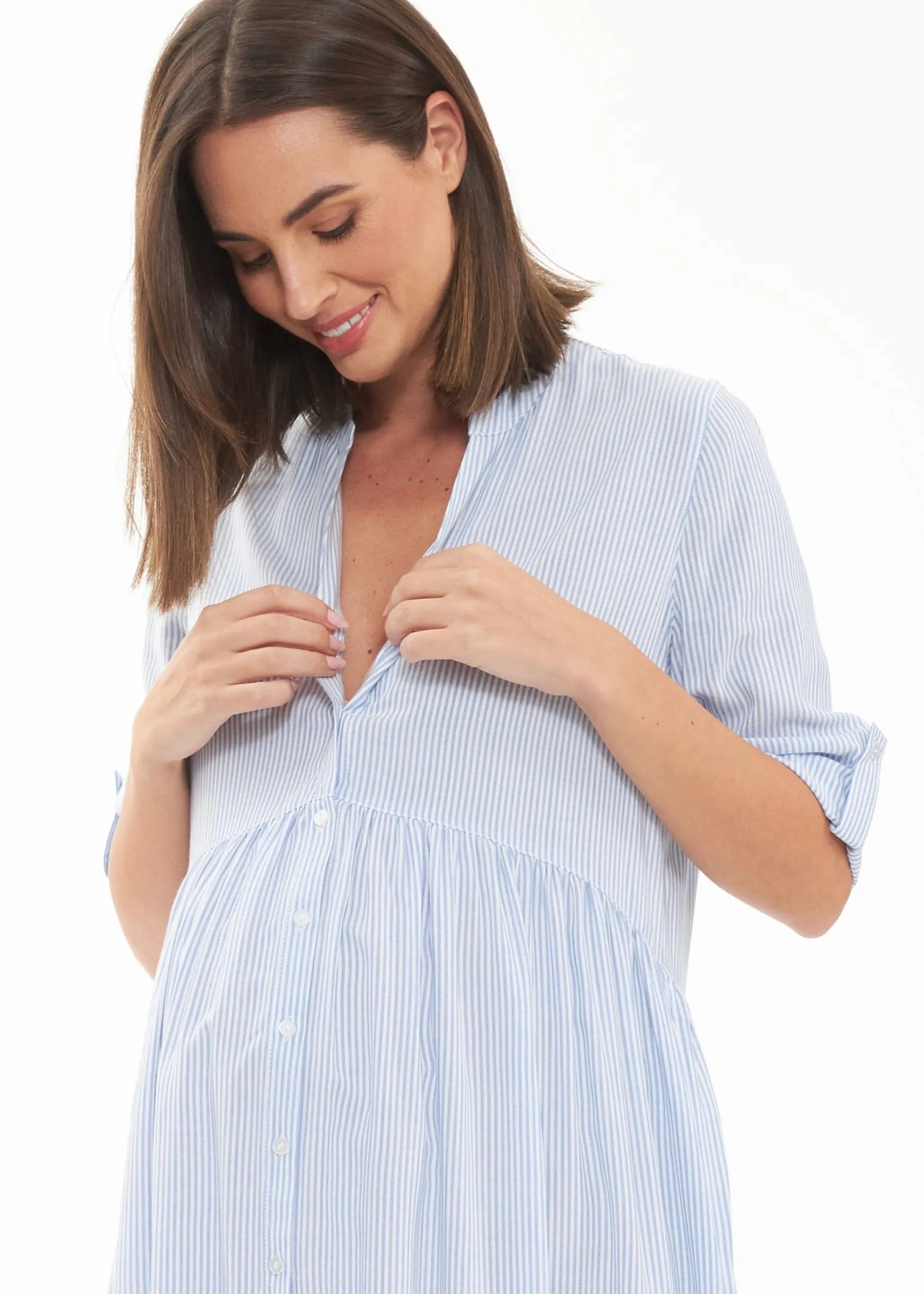 Sam Stripe Dress Sky Blue