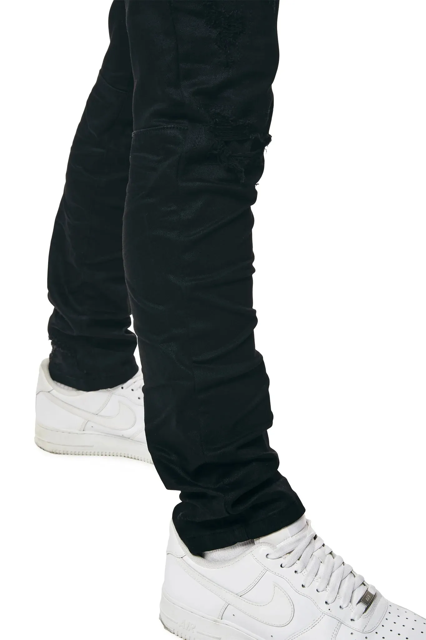 Smoke Rise - Vintage Washed Slim Fit Jeans (Black)