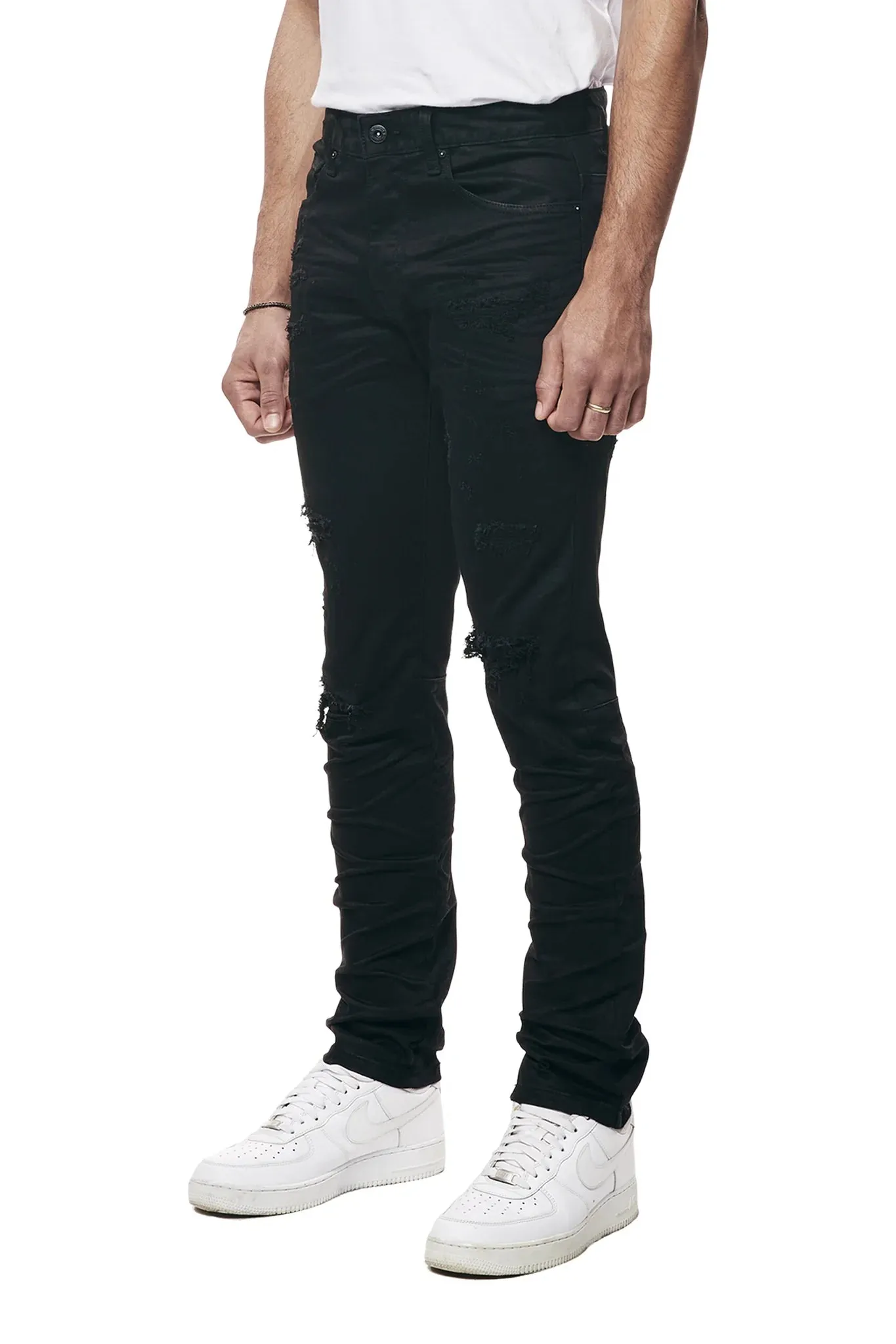 Smoke Rise - Vintage Washed Slim Fit Jeans (Black)