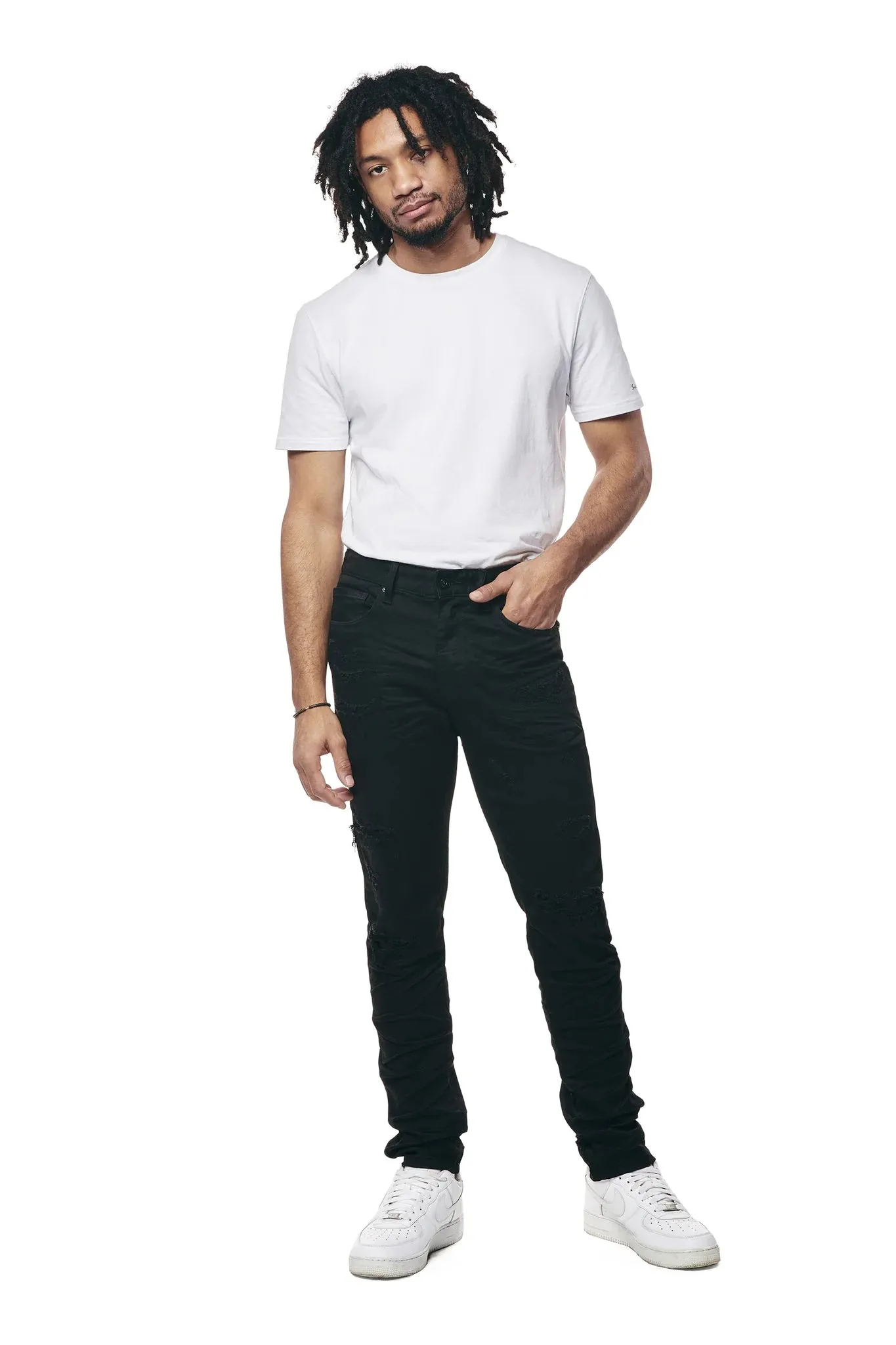 Smoke Rise - Vintage Washed Slim Fit Jeans (Black)