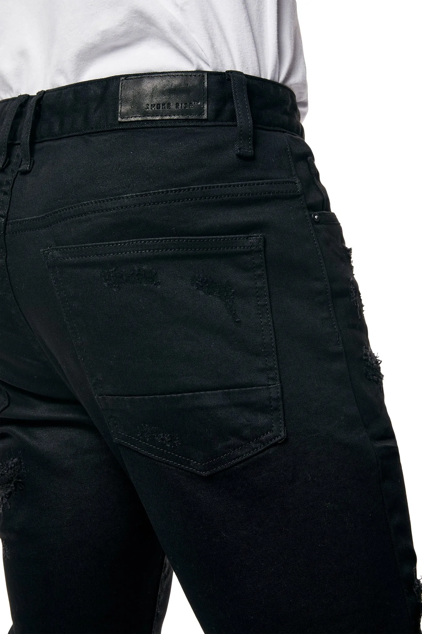 Smoke Rise - Vintage Washed Slim Fit Jeans (Black)