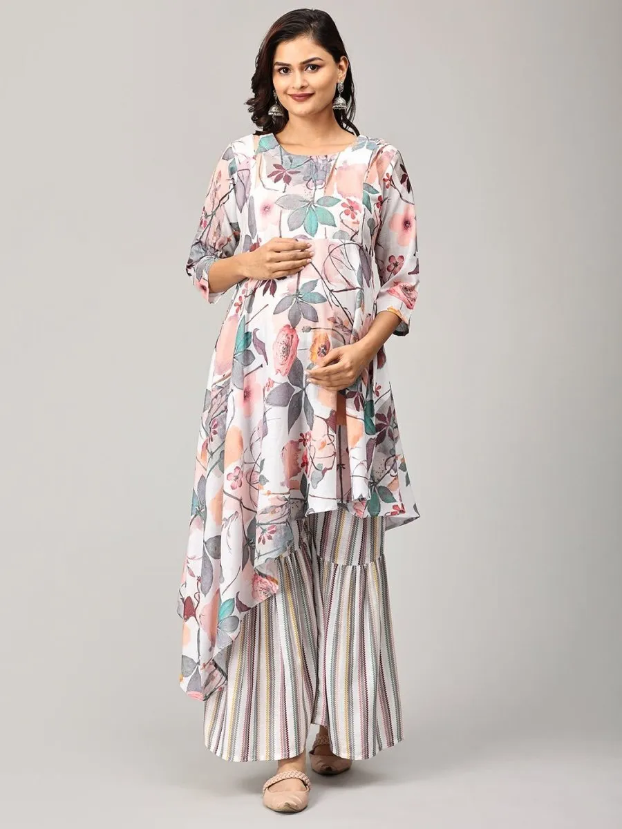 Sweet Indulgence Maternity and Nursing Kurta Set with Sharara Pants