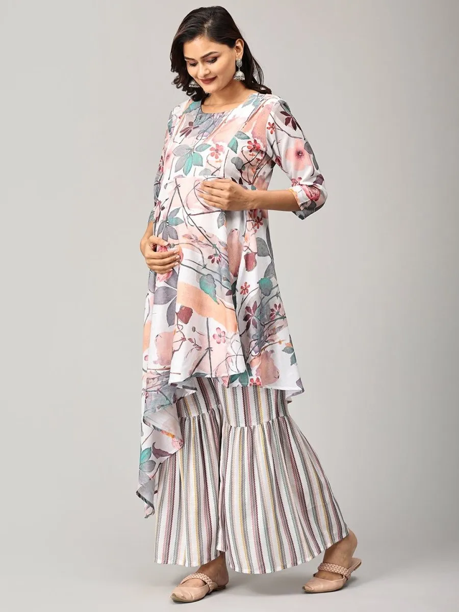 Sweet Indulgence Maternity and Nursing Kurta Set with Sharara Pants