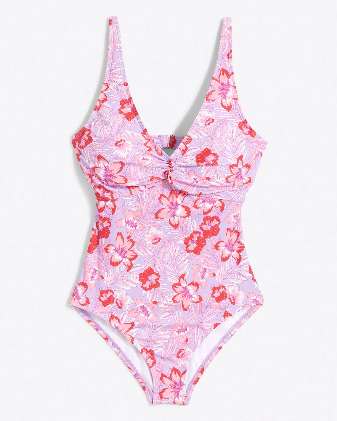Twist Front One Piece Swimsuit in Floral Scallop