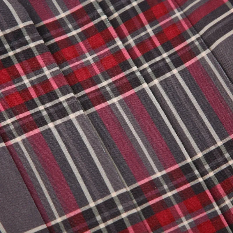 Vintage Plaid Aesthetic Bow Checkered Pleated Skirt
