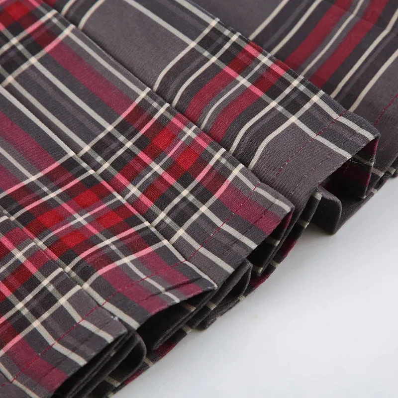 Vintage Plaid Aesthetic Bow Checkered Pleated Skirt