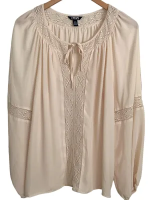Warm Autumn Creme Crochet Lace Blouse