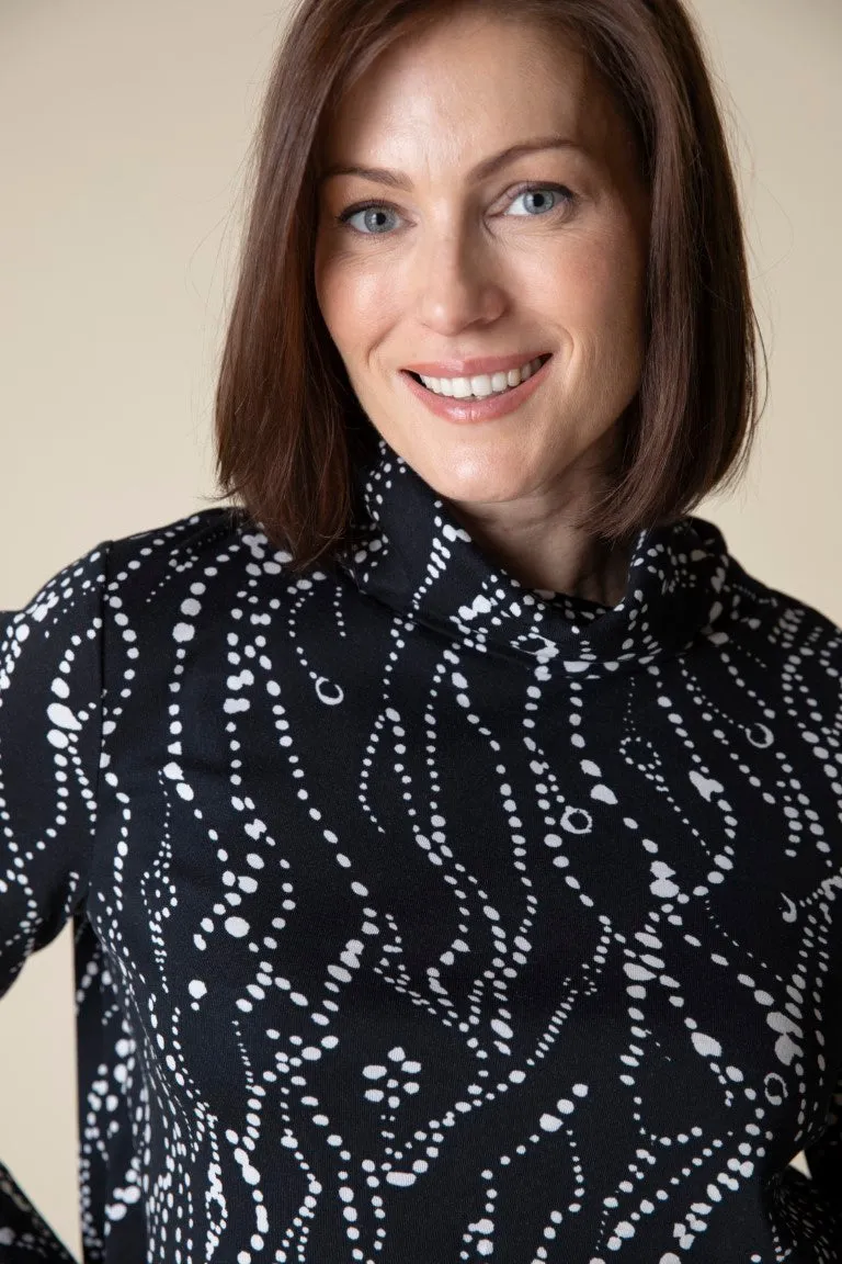 Wavy Dots Swing Turtleneck Top
