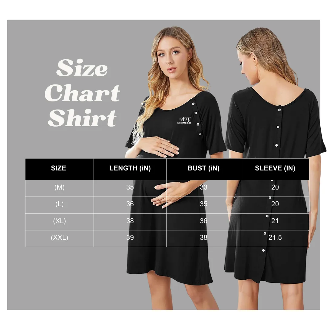 Women Maternity Nursing Dress | For Delivery, Labor, Hospital, and Breastfeeding, Dress with SINGLE SIDED Buttons