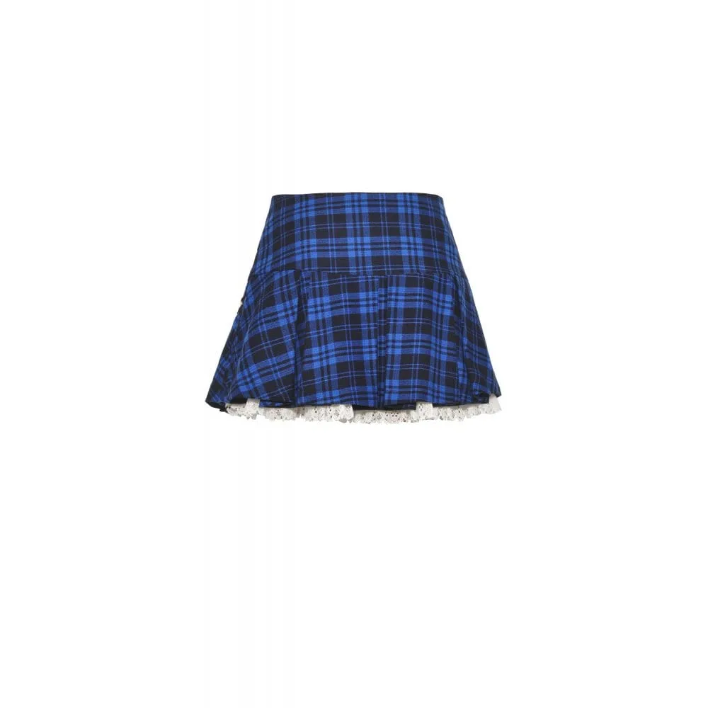 Women's Lolita Studded Plaid Pleated Skirt
