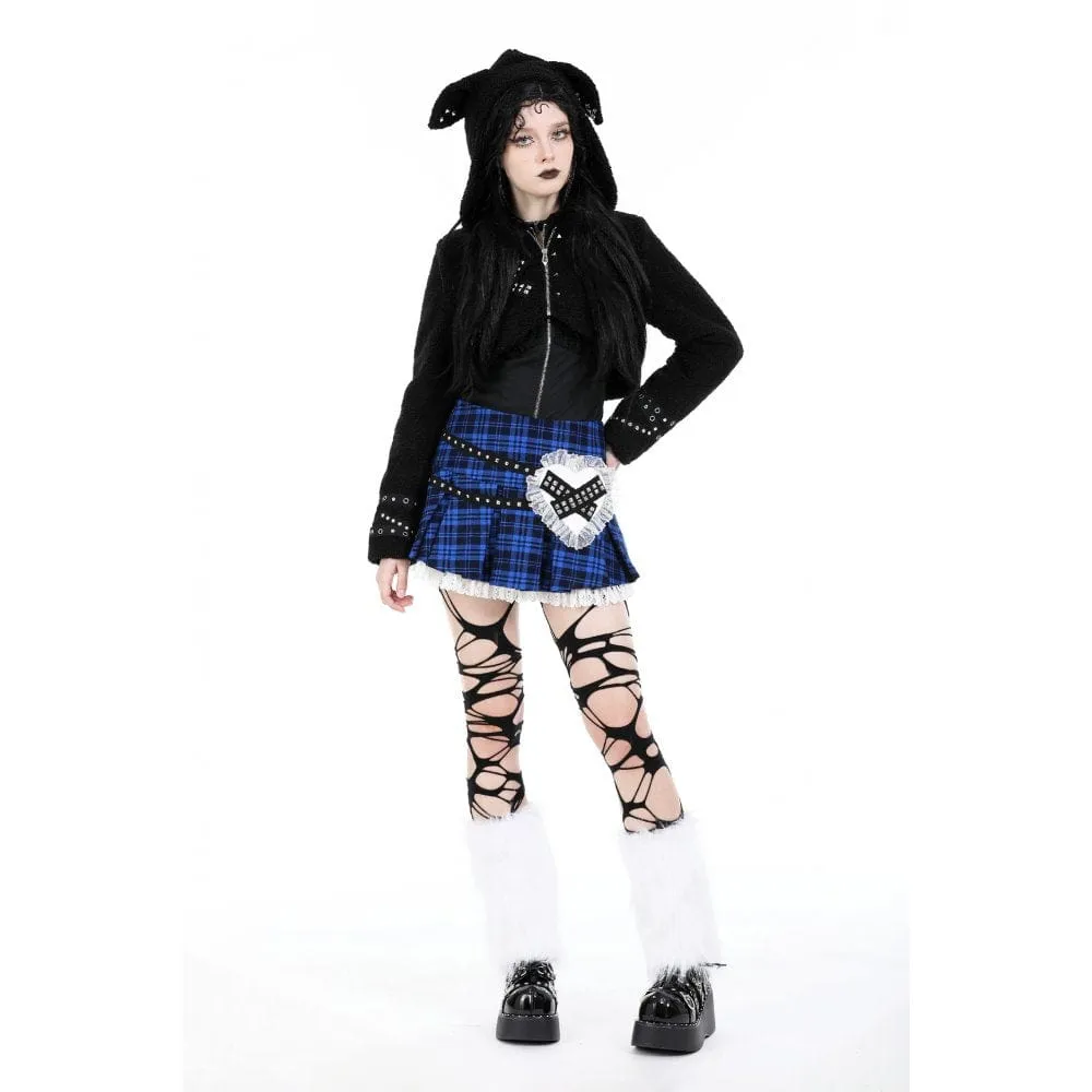 Women's Lolita Studded Plaid Pleated Skirt